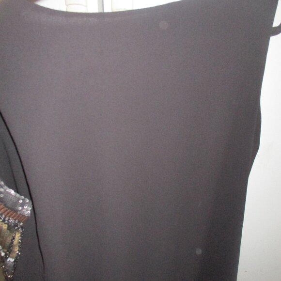 Esley Black silver gold rare Sequin Tank Top s m - Picture 3 of 3